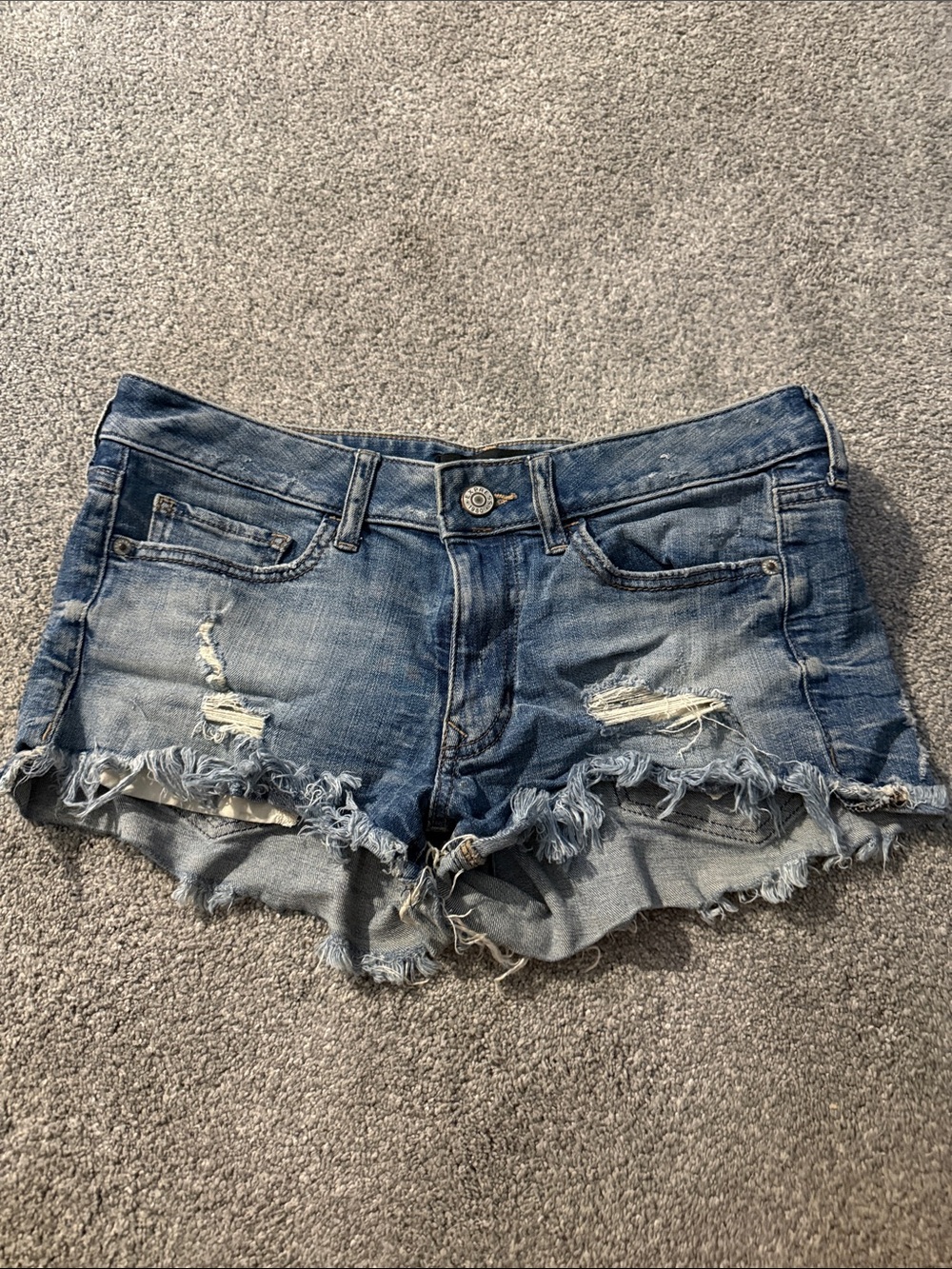 Distressed Frayed Hem Denim Shorts